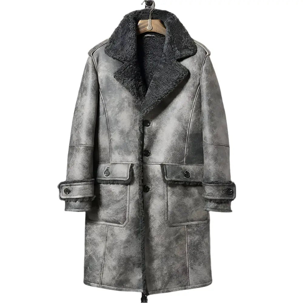 Elegant Gray B3 Shearling Jacket-0