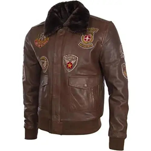 Mens Genuine Leather Aviator Jacket-1