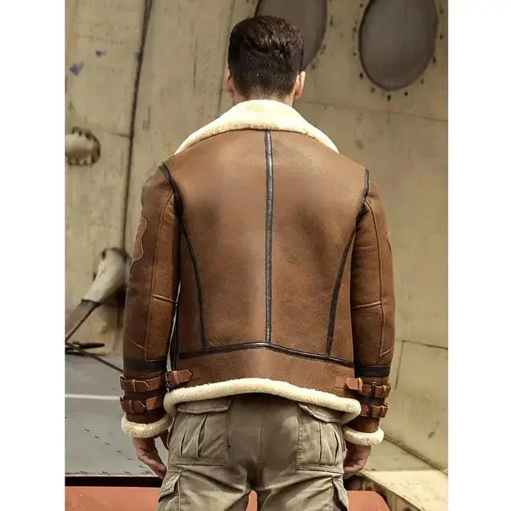 Sheepskin Faux Shearling Zipper Jacket-1