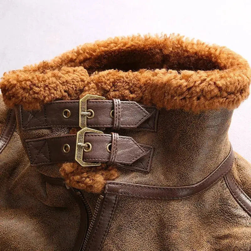 Mens B3 Sheepskin Shearling Bomber Jacket-4