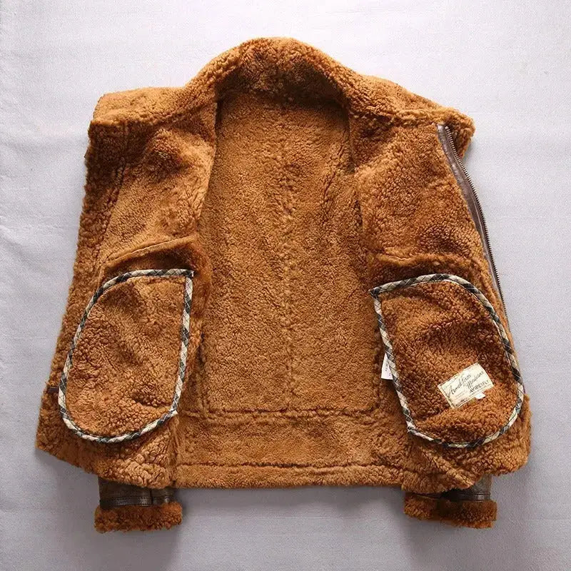 Mens B3 Sheepskin Shearling Bomber Jacket-3