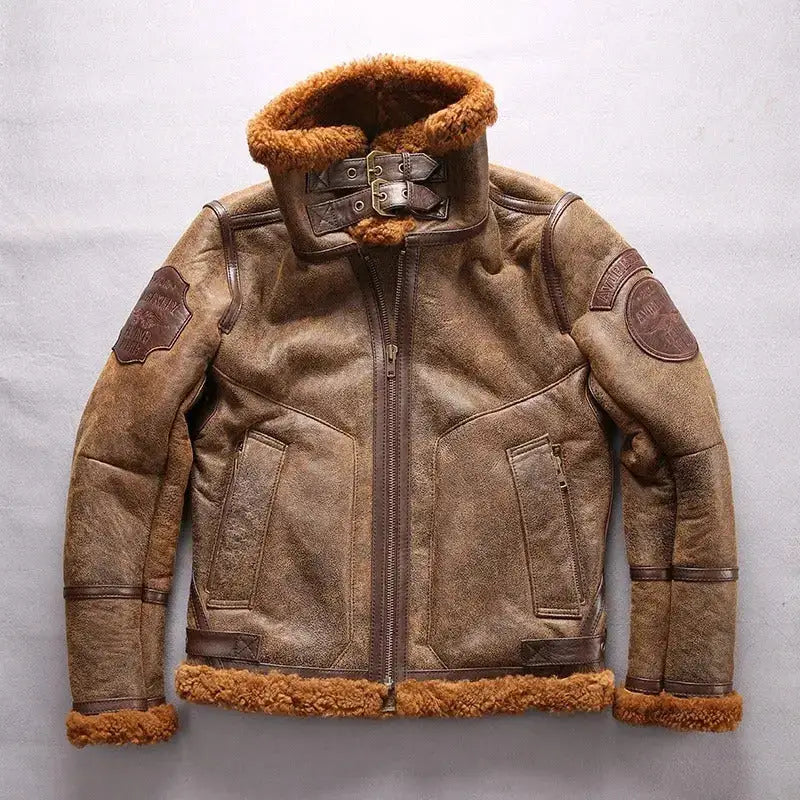 Mens B3 Sheepskin Shearling Bomber Jacket-2