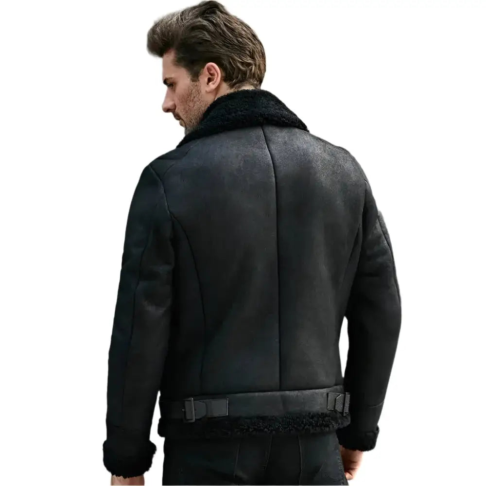 Men’s B3 Shearling Turn-Down Collar Motorcycle Jacket-1