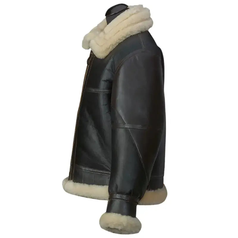 Mens Black B3 Bomber Leather Jacket-2