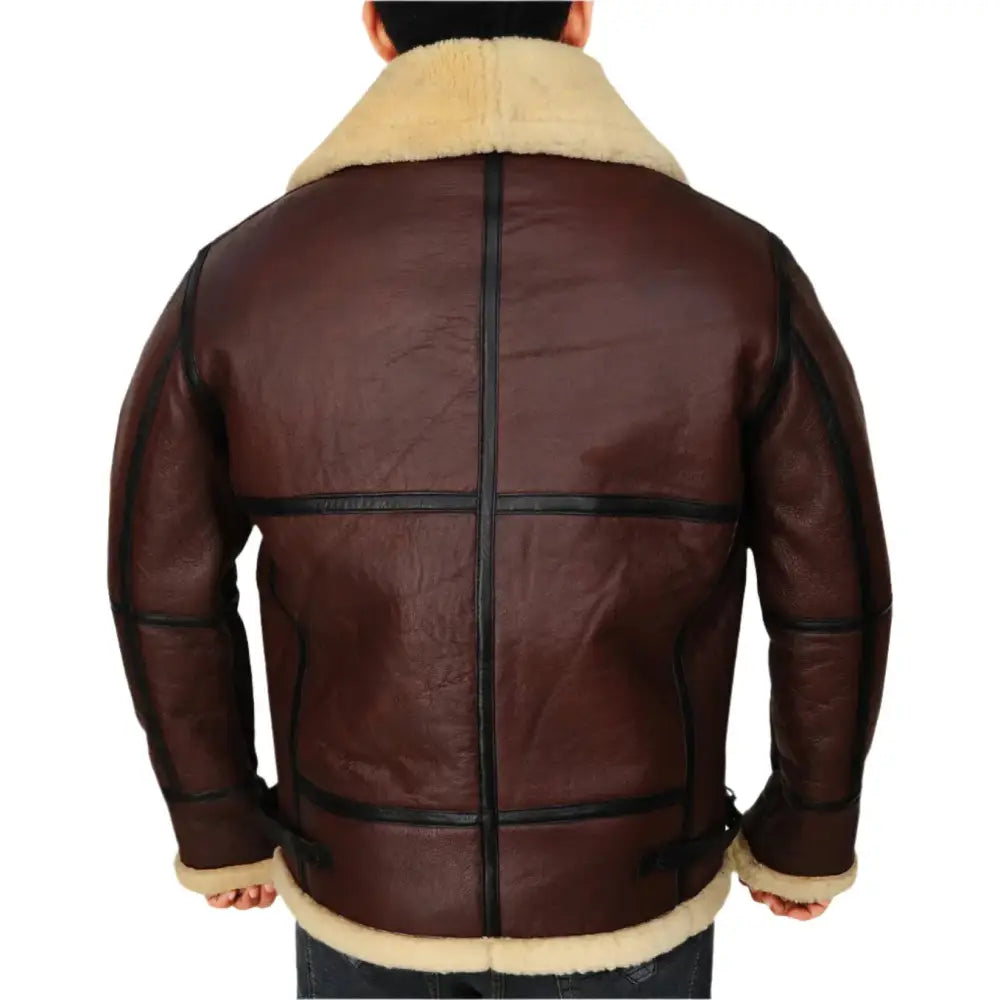 Mens Brown Shearling B3 Bomber Jacket-1
