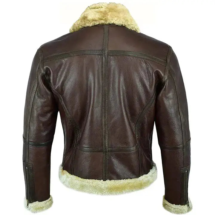 Mens Brown Shearling Aviator Jacket-1
