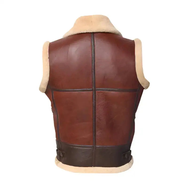 Mens Brown Shearling Leather Vest-1