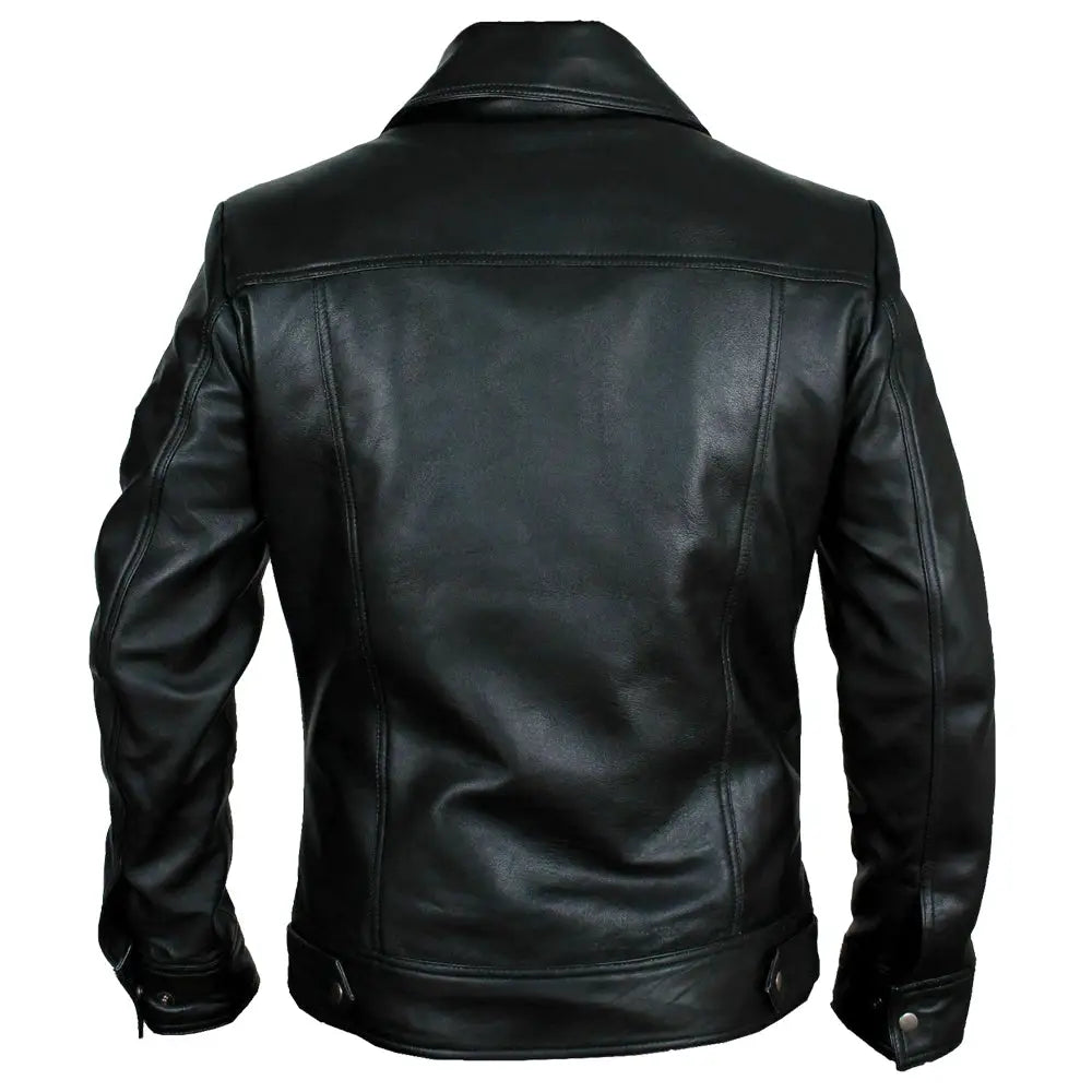 Mens Buster Slim Fit Leather Jacket-3