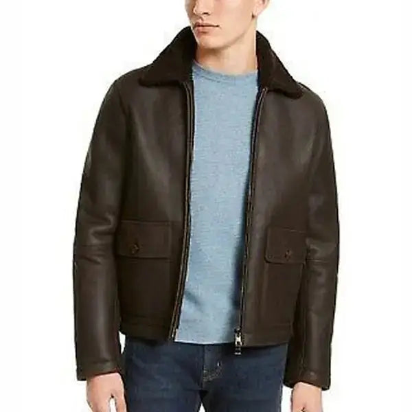 Michael Kors Leather Shearling Flight Jacket-1