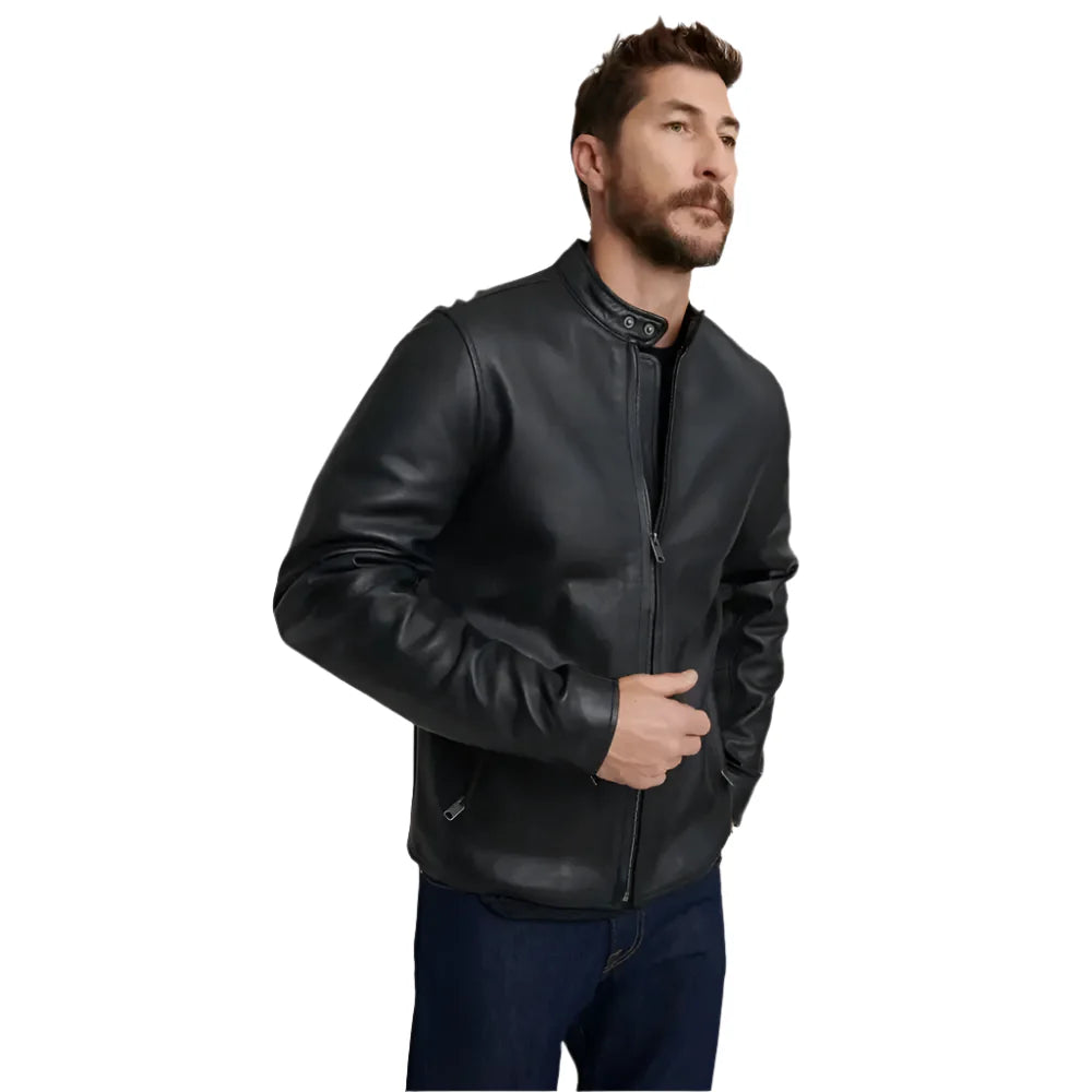 Mens Black Leather Jacket-3