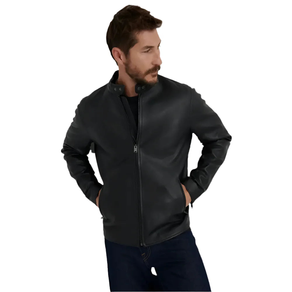 Mens Black Leather Jacket-2