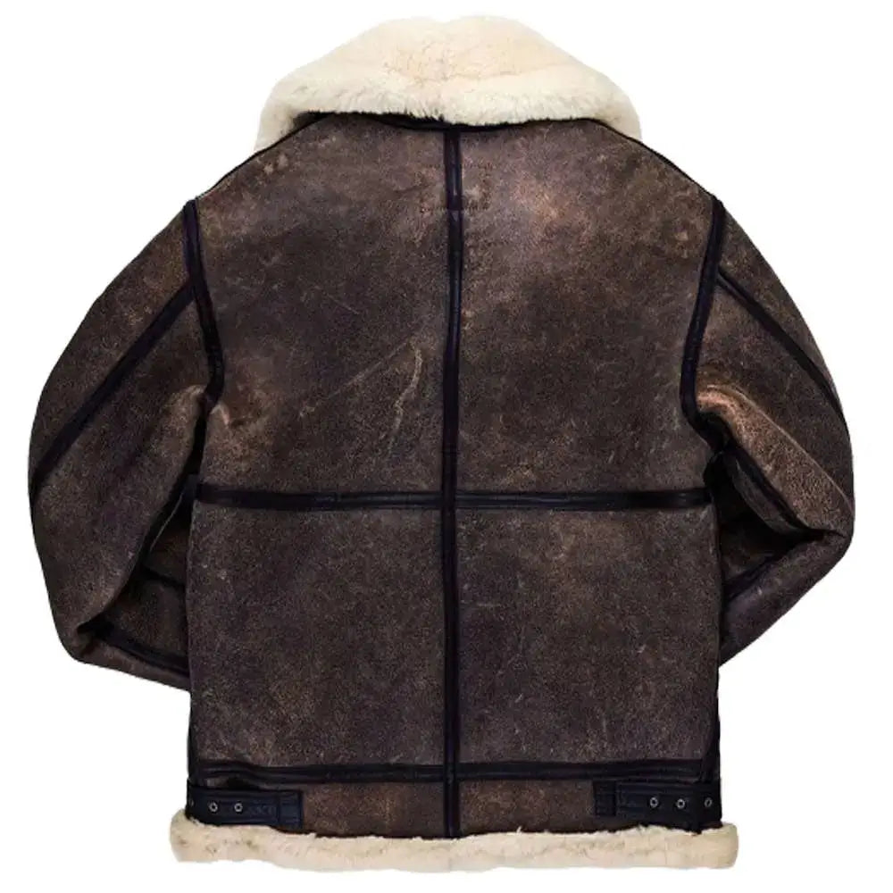Mens Vintage Brown Shearling Bomber Jacket-1