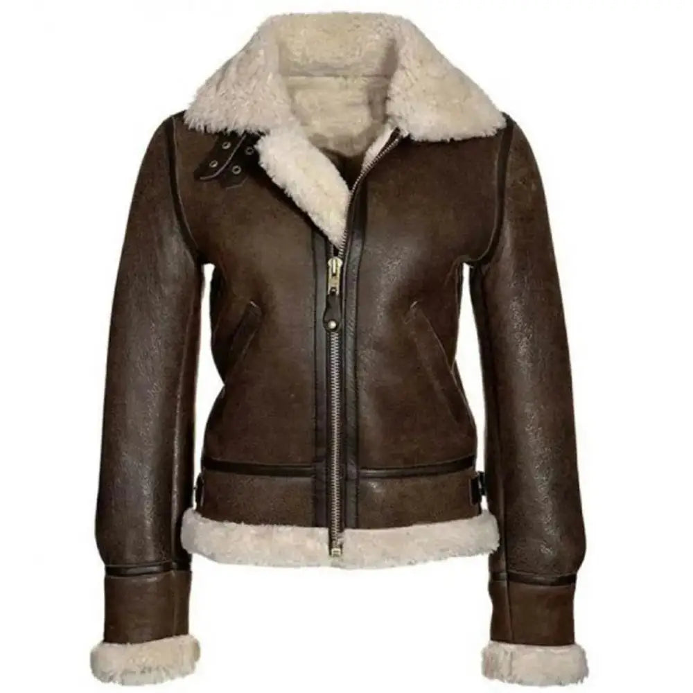 Womens B3 Sheepskin Bomber Jacket-0