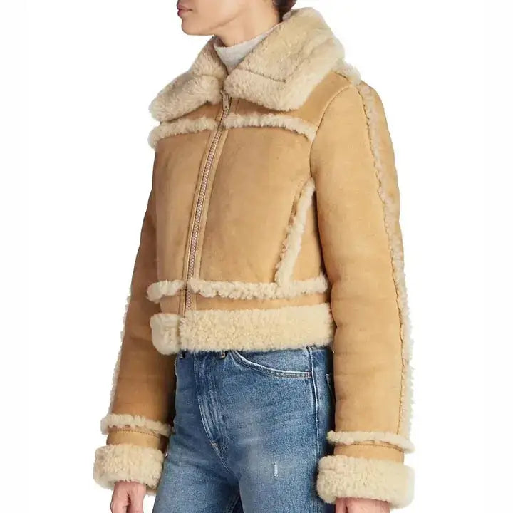 Womens B3 Bomber Shearling Aviator Jacket-2