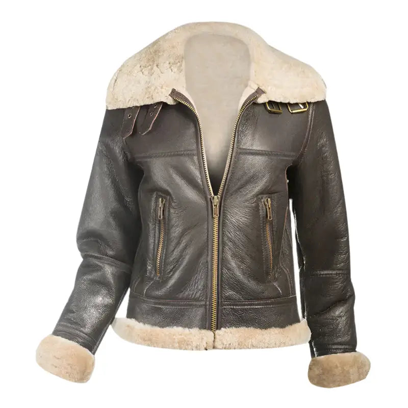 Womens B3 Sheepskin Bomber Jacket-0