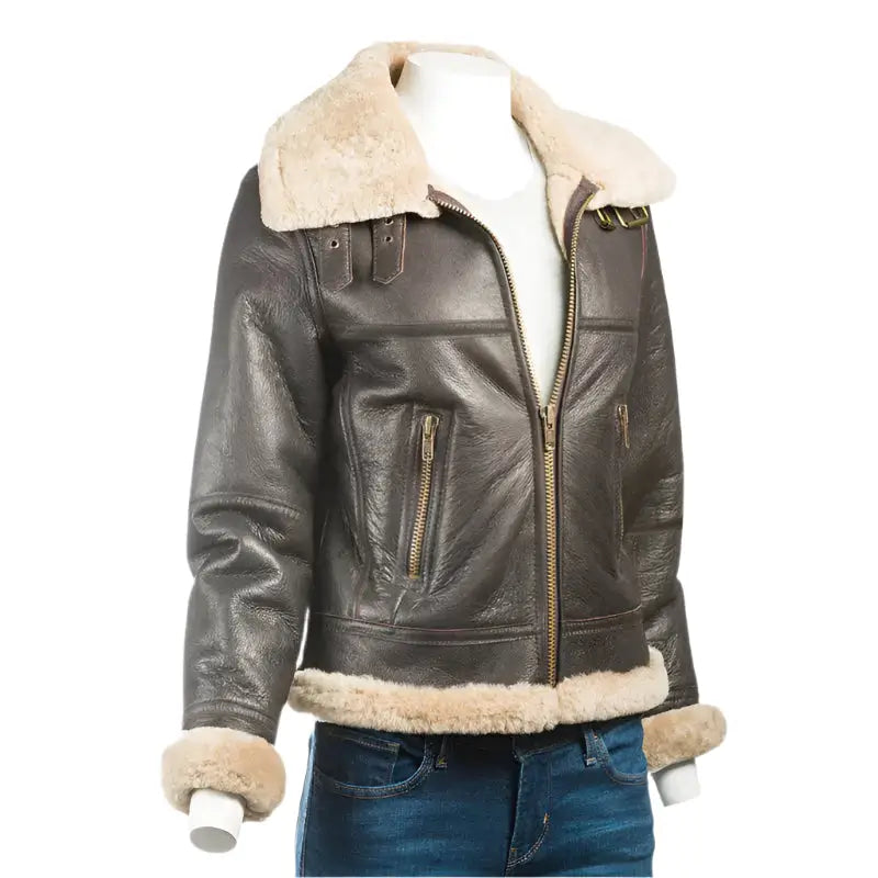 Womens B3 Sheepskin Bomber Jacket-2