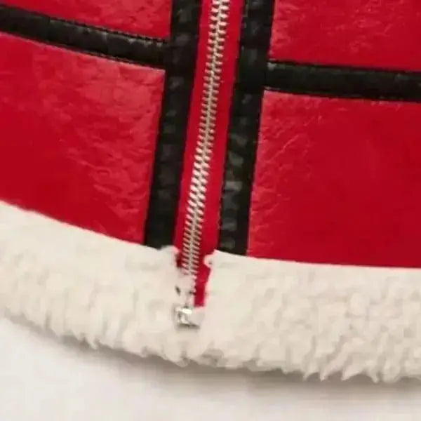 Women's Red Shearling Leather Jacket-2