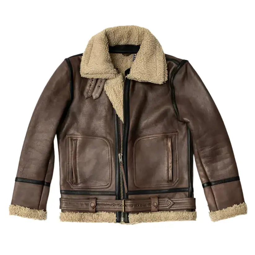 Men’s Aviator Brown Shearling Leather Jacket-0