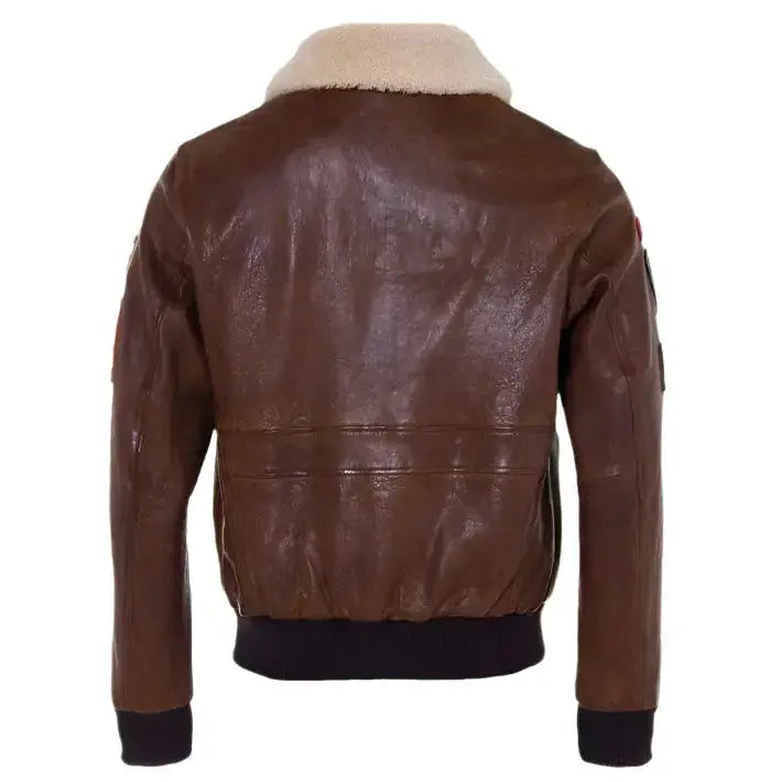 Mens Brown Sheepskin Aviator Jacket-1