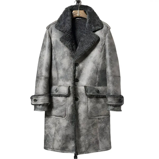 Elegant Gray B3 Shearling Jacket-0