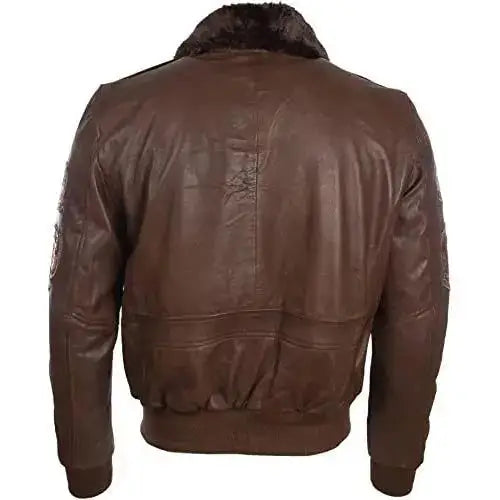 Mens Genuine Leather Aviator Jacket-2