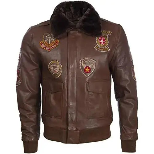 Mens Genuine Leather Aviator Jacket-0