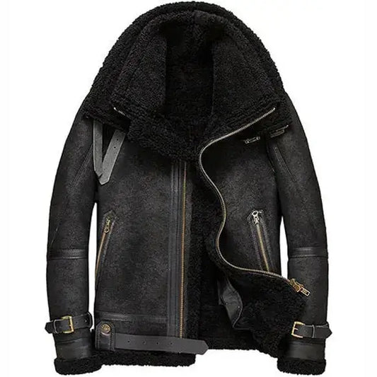 Men's B3 Aviator Shearling Flight Bomber Jacket-0
