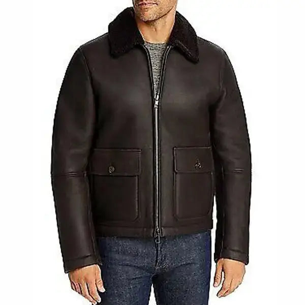 Michael Kors Leather Shearling Flight Jacket-0