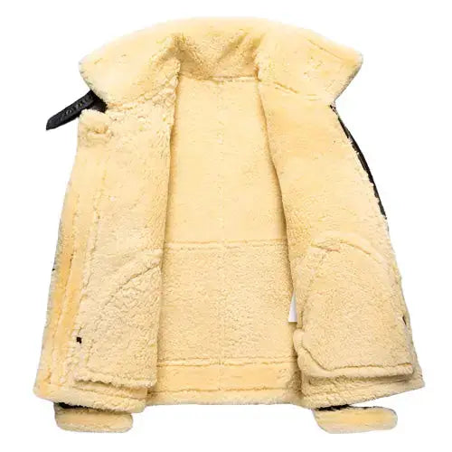 Mens Dark Brown B3 Shearling Bomber Jacket-2