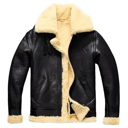 Mens Dark Brown B3 Shearling Bomber Jacket-0