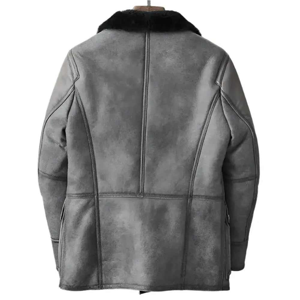 Men’s Metallic Gray B3 Shearling Bomber Jacket-1