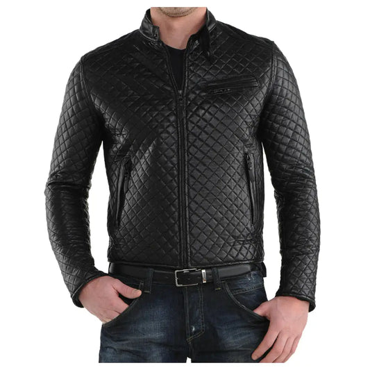 Men's Vintage Leather Motorcycle Bomber Jacket-1