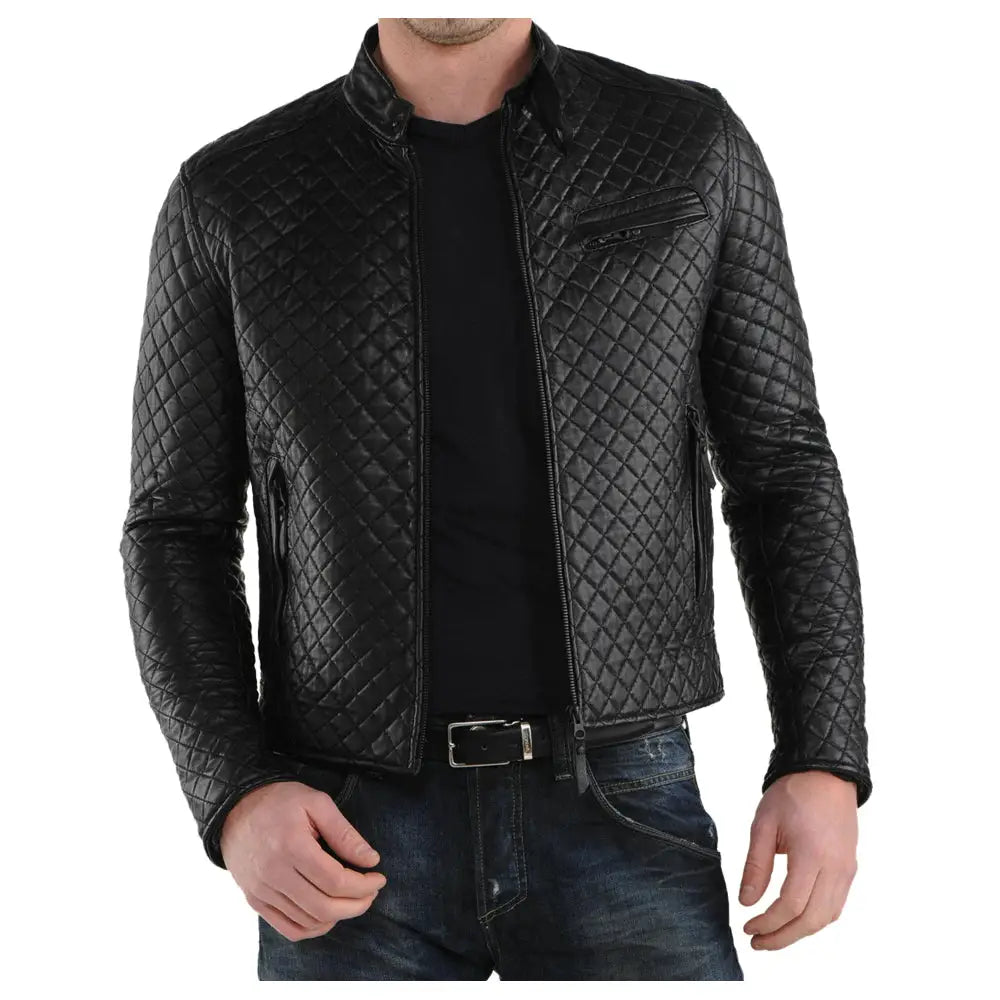 Men's Vintage Leather Motorcycle Bomber Jacket-0