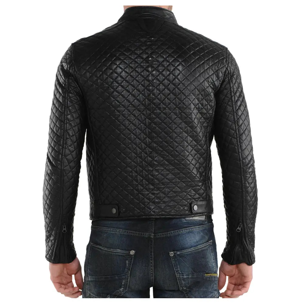 Men's Vintage Leather Motorcycle Bomber Jacket-2