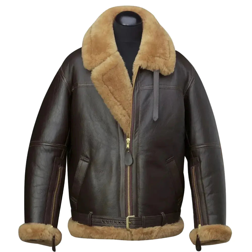 Men’s Brown RAF Shearling Aviator Jacket-0
