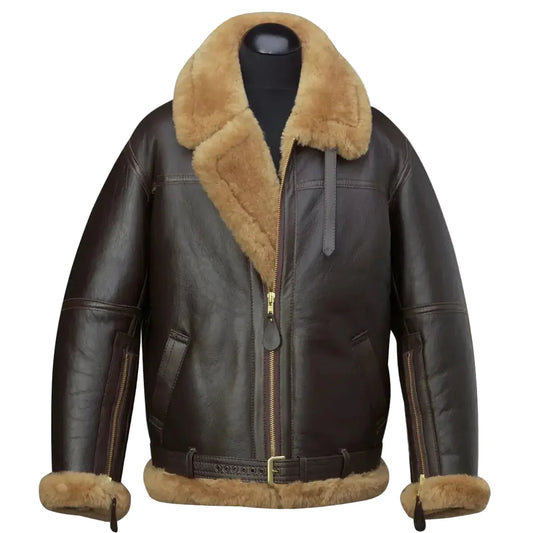 Men’s Brown RAF Shearling Aviator Jacket-0