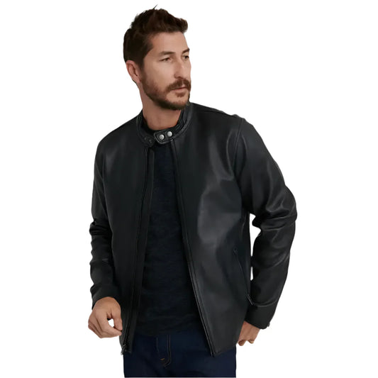 Mens Black Leather Jacket-0