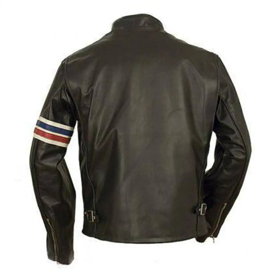 Men's Peter Fonda USA Flag Slim Fit Leather Jacket-1