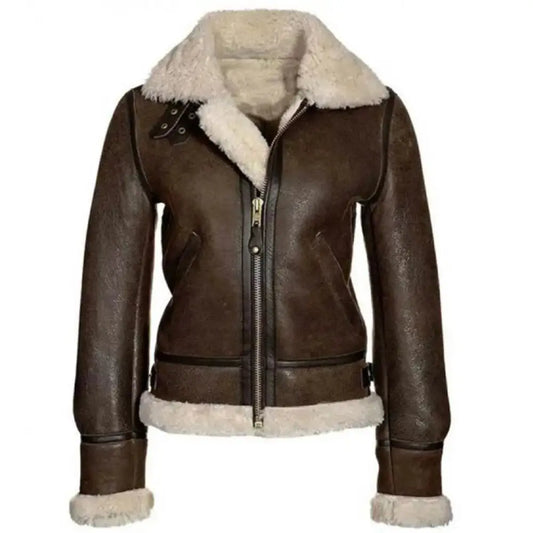 Womens B3 Sheepskin Bomber Jacket-0