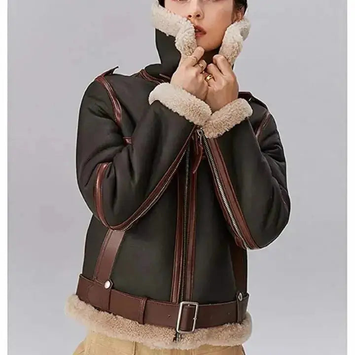 Women’s B3 RAF Shearling Aviator Bomber Jacket-3