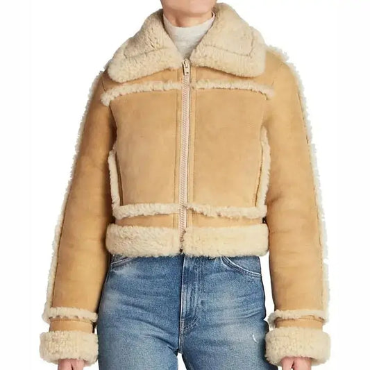 Womens B3 Bomber Shearling Aviator Jacket-0
