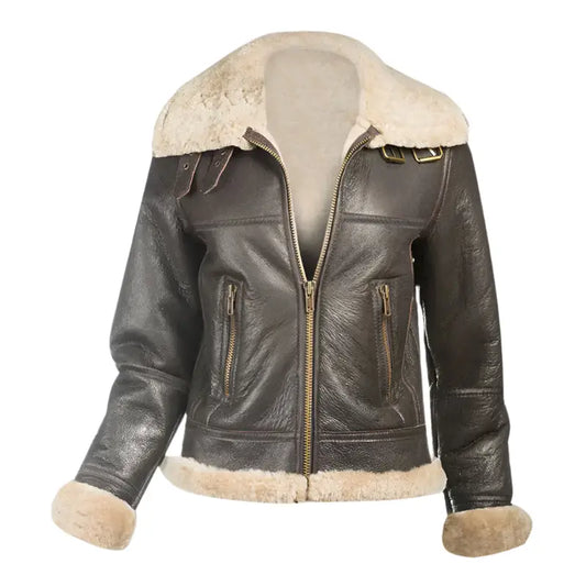 Womens B3 Sheepskin Bomber Jacket-0