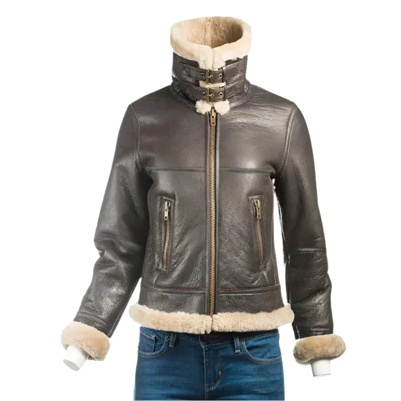 Womens B3 Sheepskin Bomber Jacket-3