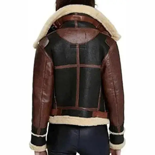 Women's B3 Flight Aviator Sheepskin Shearling Bomber Jacket-2